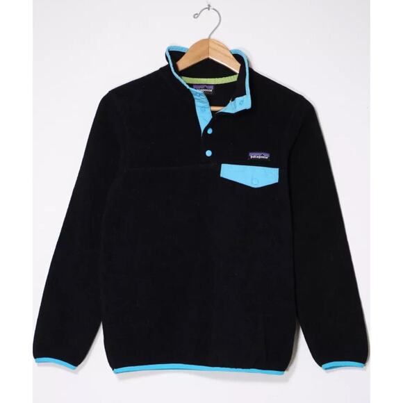 Vintage Patagonia Black Synchilla Snap-T Pullover Fleece Sweatshirt Size Small - Picture 1 of 5
